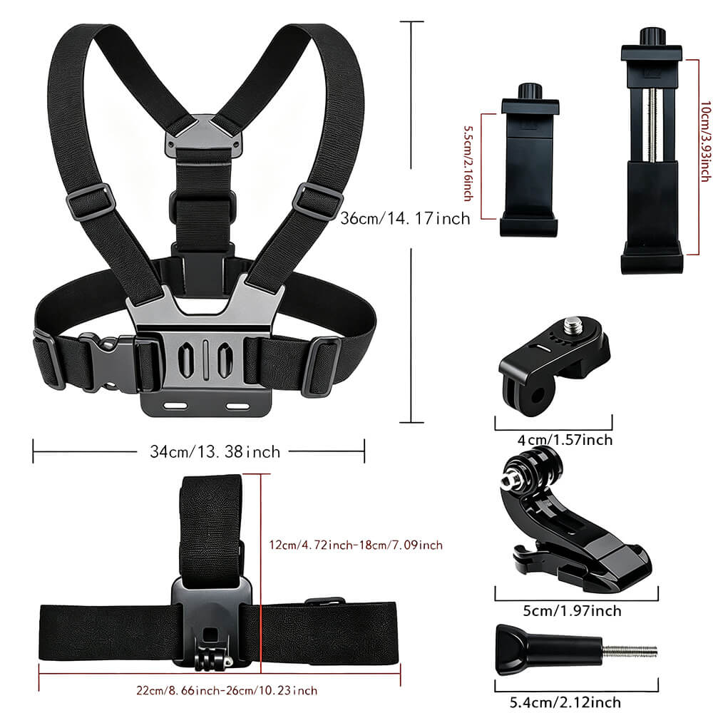 Action Camera Strap & Phone Clip Mounting Kit – Adjustable Backpack Clip Holder for GoPro & Smartphones