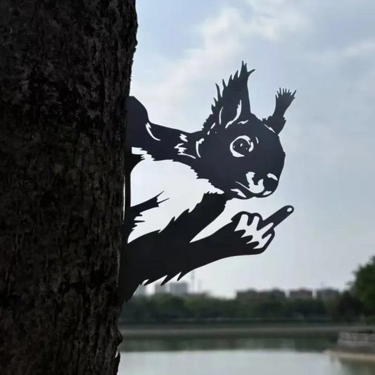 Peeping Middle Finger Animal Metal Sign - Yard Art Decor