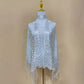 Women's Solid Color Fringe Trim Shawl & Chain Decor Poncho Set