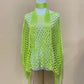 Women's Solid Color Fringe Trim Shawl & Chain Decor Poncho Set
