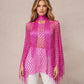 Women's Solid Color Fringe Trim Shawl & Chain Decor Poncho Set