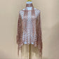 Women's Solid Color Fringe Trim Shawl & Chain Decor Poncho Set