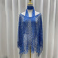 Women's Solid Color Fringe Trim Shawl & Chain Decor Poncho Set