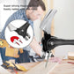 Person using a tool with magnetic force on a wooden surface, with text highlighting its features.