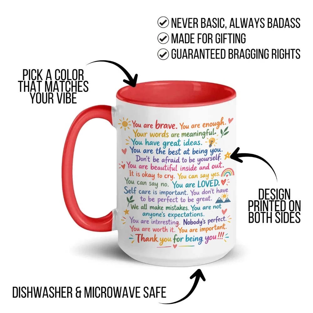 Positive affirmation ceramic mug details