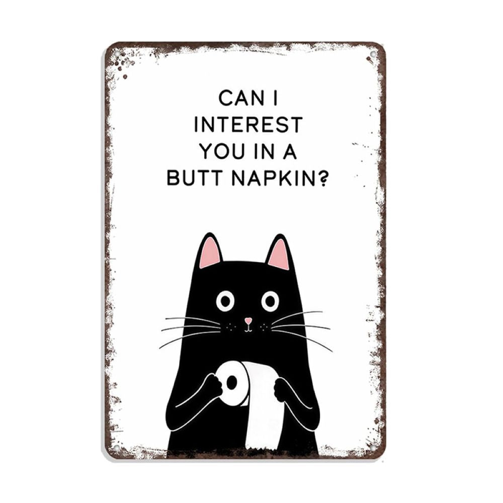 Vintage Black & White Humor Metal Sign