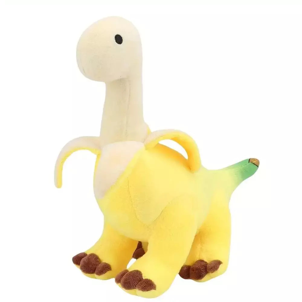 Cute banana brontosaurus plush toy with a peeled banana design