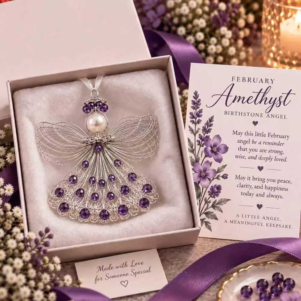Handmade Birthstone Angel Wire Ornament