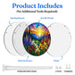 A diagram showing the included parts of the bloom valley acrylic puzzle suncatcher such as backing board dust cover panel stainless steel chain nuts and screws