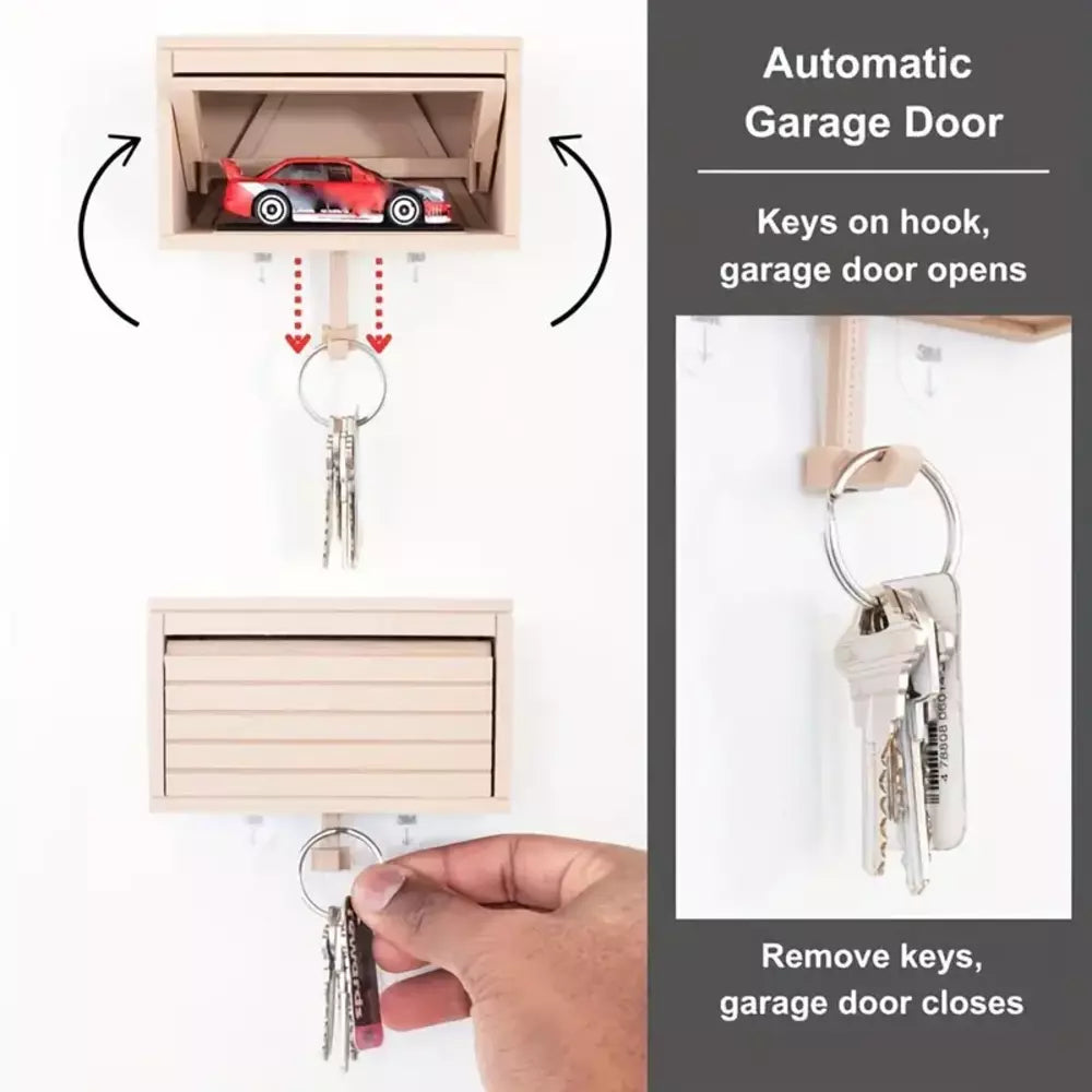 Car Garage Design Key Holder with Convenient Hook - Creative Garage Key Organizer