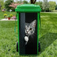 Cute cat trash can sticker with colourful cartoon design