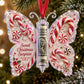 Christmas candy cane scene butterfly-shaped ornament