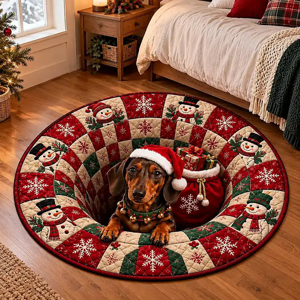 Christmas Dachshund Round Rug - C059