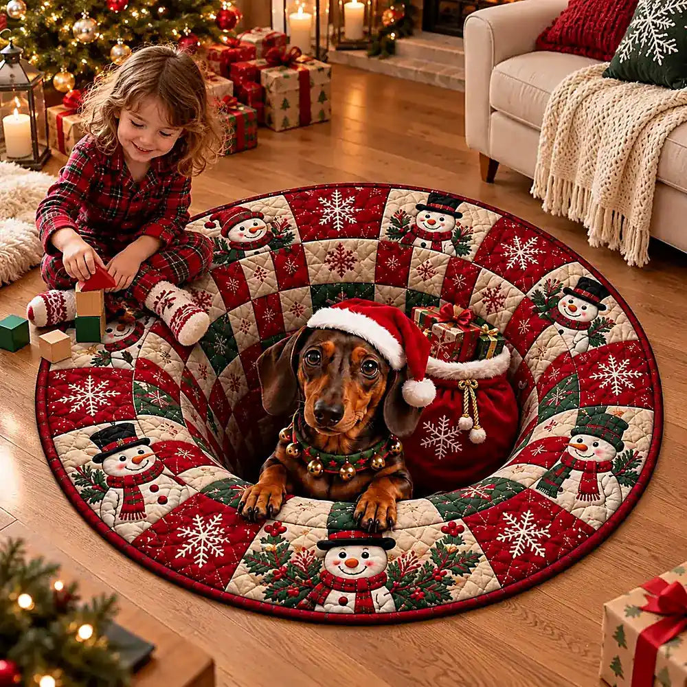 Christmas Dachshund Round Rug - C059