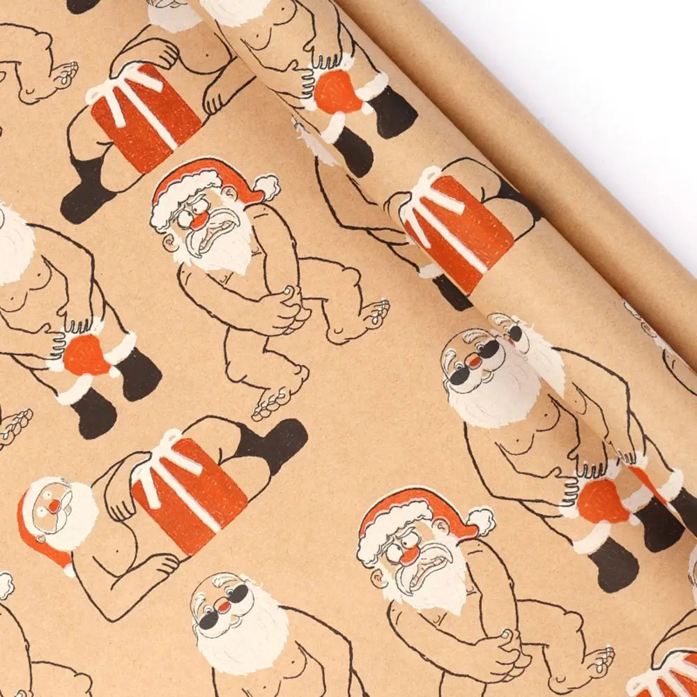 Decorative Christmas gift wrap with a seasonal pattern