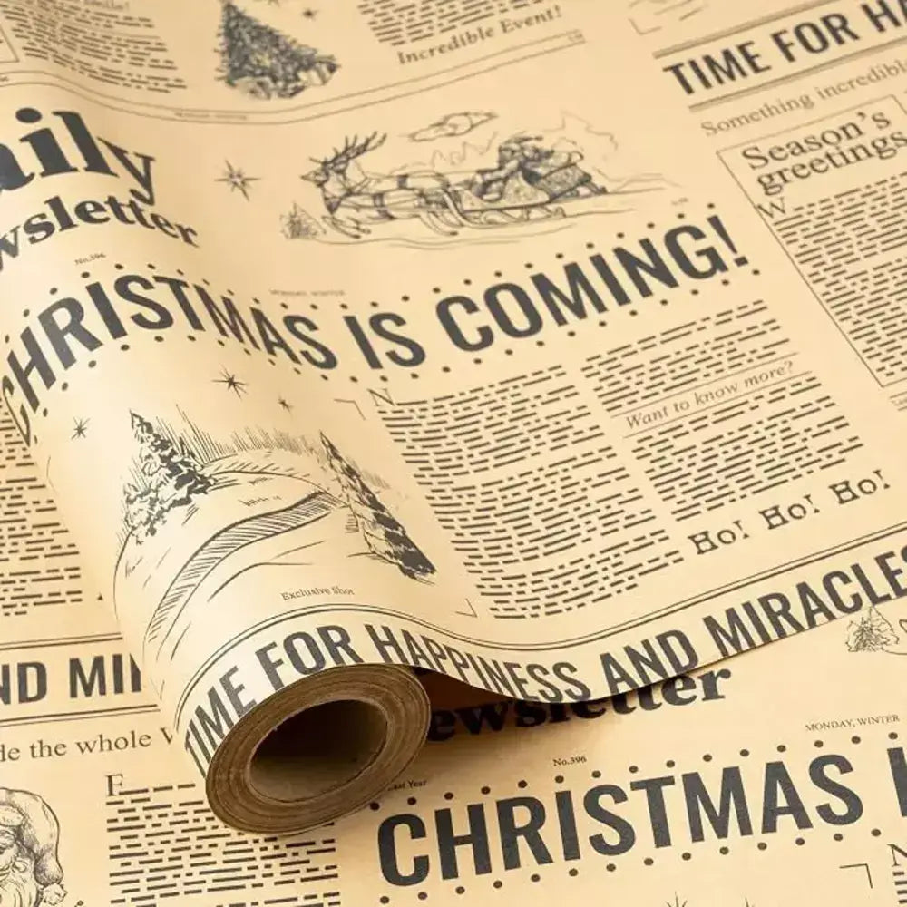 Christmas gift wrapping paper roll with festive holiday design