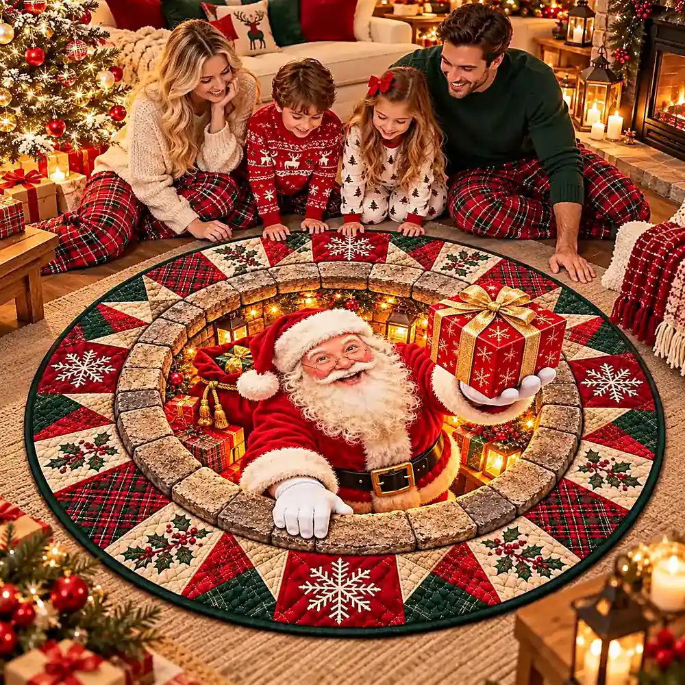 Christmas Santa Gift Round Rug - C049