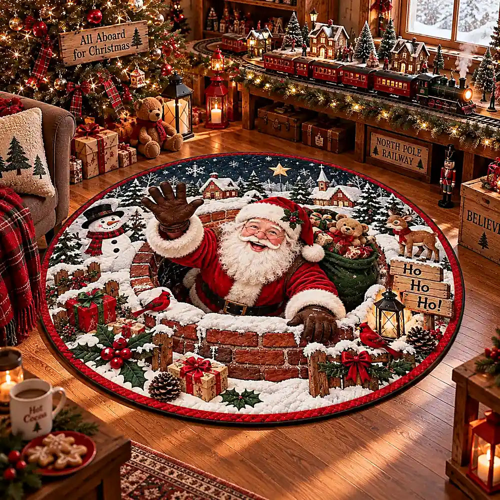 Christmas Santa Hello Round Rug - C060