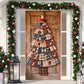 Festive Christmas door cover with a seasonal decorative print