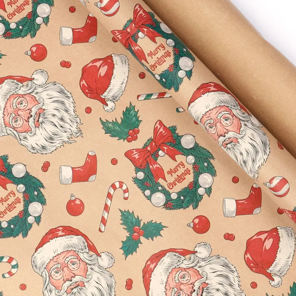 Christmas wrapping paper used to wrap a holiday gift box