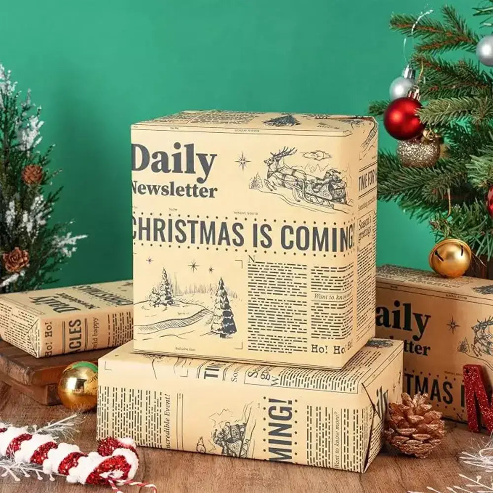 Christmas present wrapped in decorative holiday paper