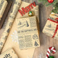 Rolled Christmas wrapping paper showing its printed design