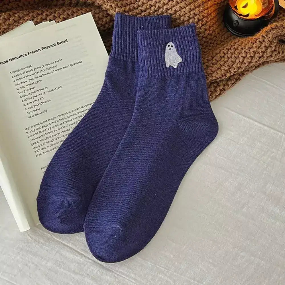 Crew socks with a cute embroidered Halloween ghost