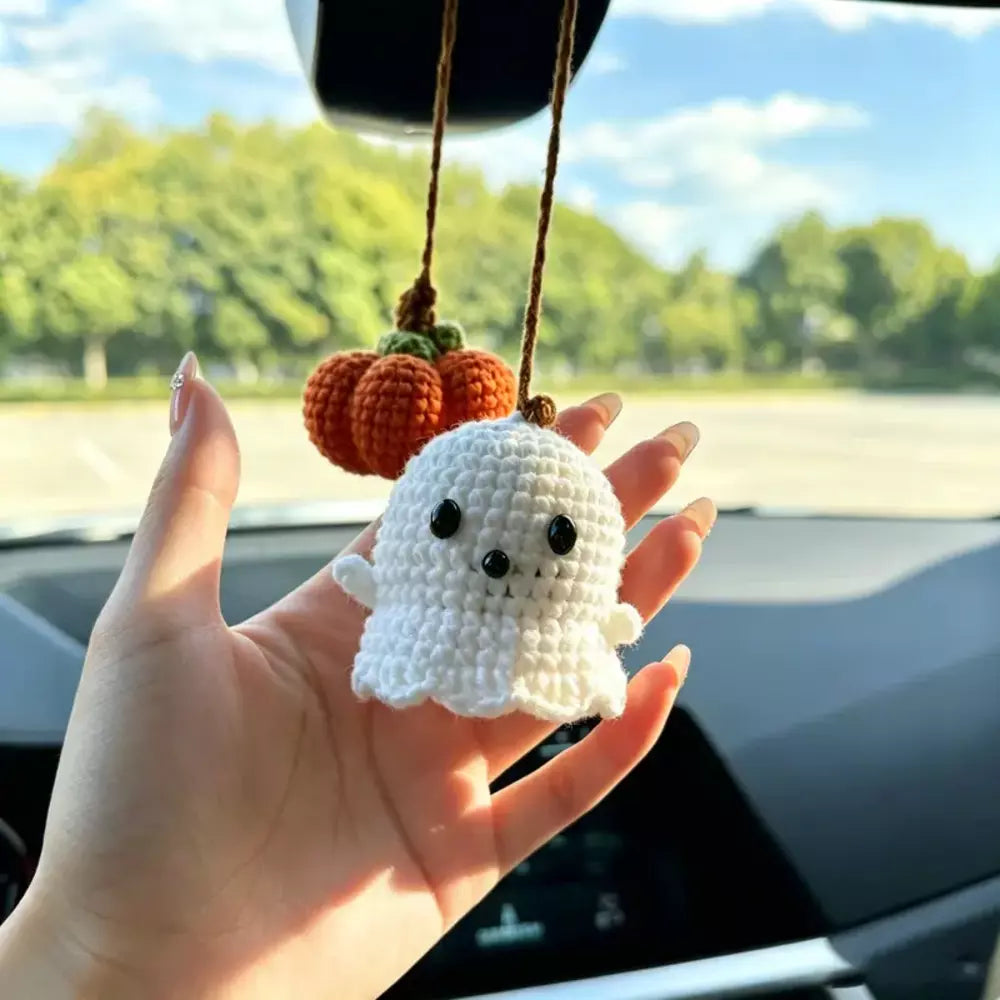 Spooky-cute ghost and pumpkin hanging charm for Halloween