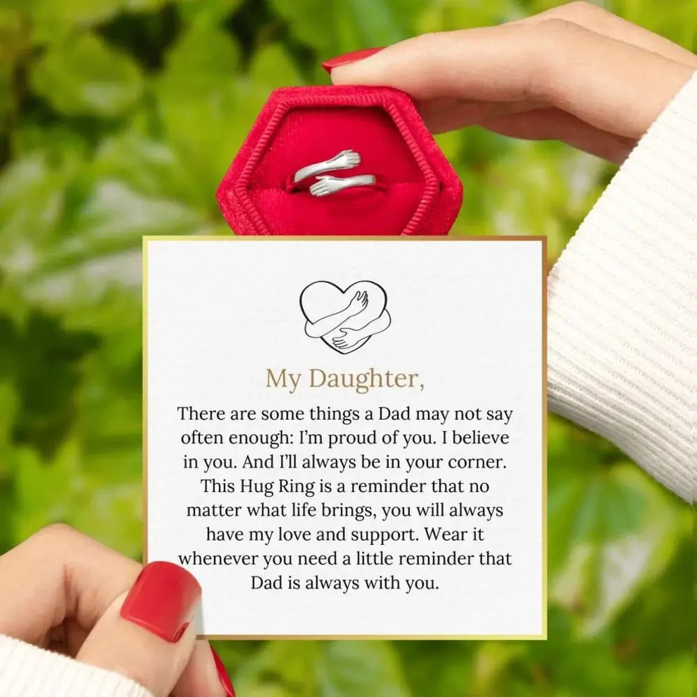 Dad and daughter hug ring with a meaningful design