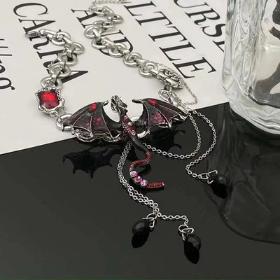 Gothic Punk Dragon Tassel Choker Necklace