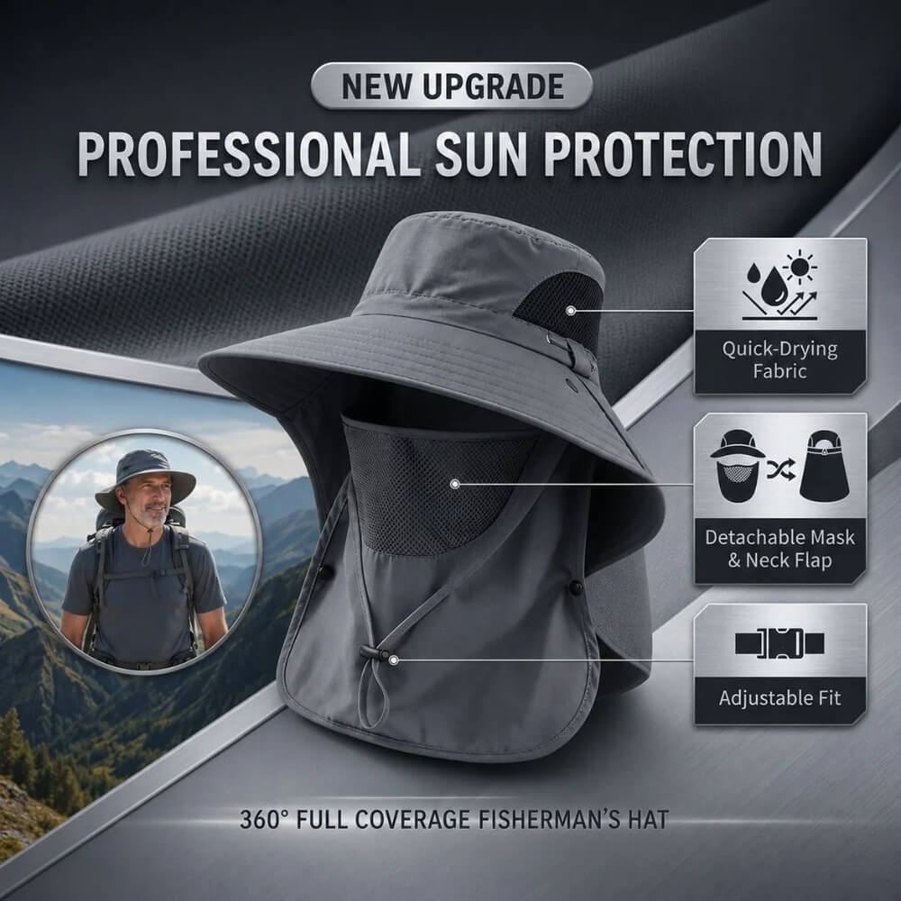 UPF 50+ Sun Protection Hat With Full Face & Neck Coverage