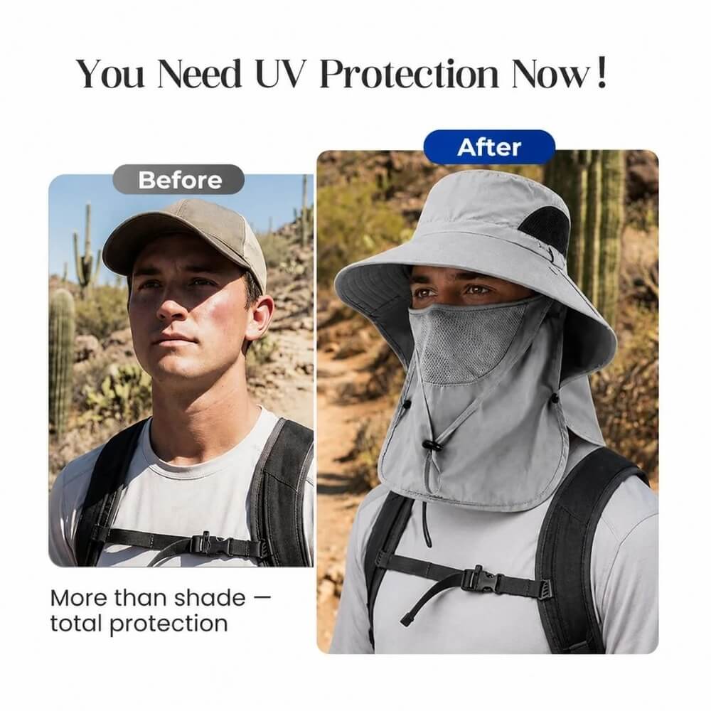 UPF 50+ Sun Protection Hat With Full Face & Neck Coverage