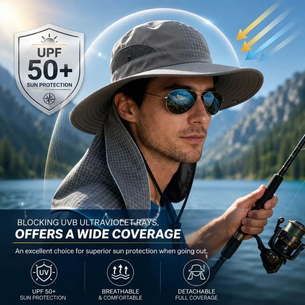 UPF 50+ Sun Protection Hat With Full Face & Neck Coverage
