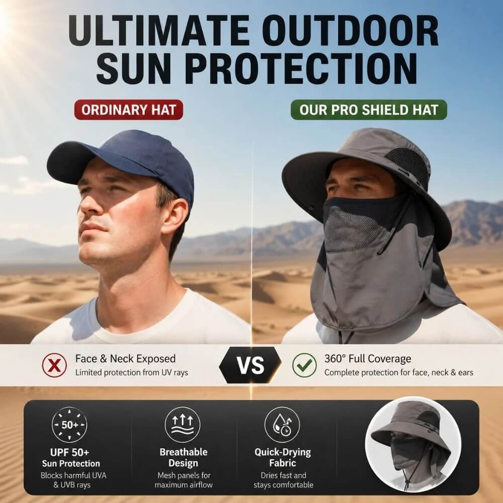 UPF 50+ Sun Protection Hat With Full Face & Neck Coverage