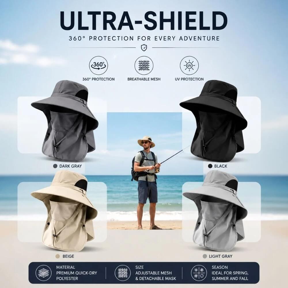 UPF 50+ Sun Protection Hat With Full Face & Neck Coverage