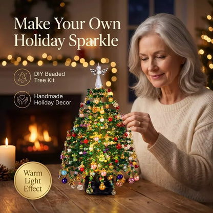DIY beaded Christmas tree kit with decorative beads and light-up design