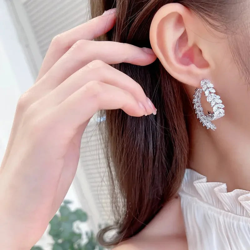 Crystal Heart Zircon Earrings