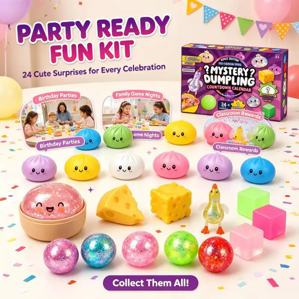Open dumpling squishy advent calendar showing its surprise compartments