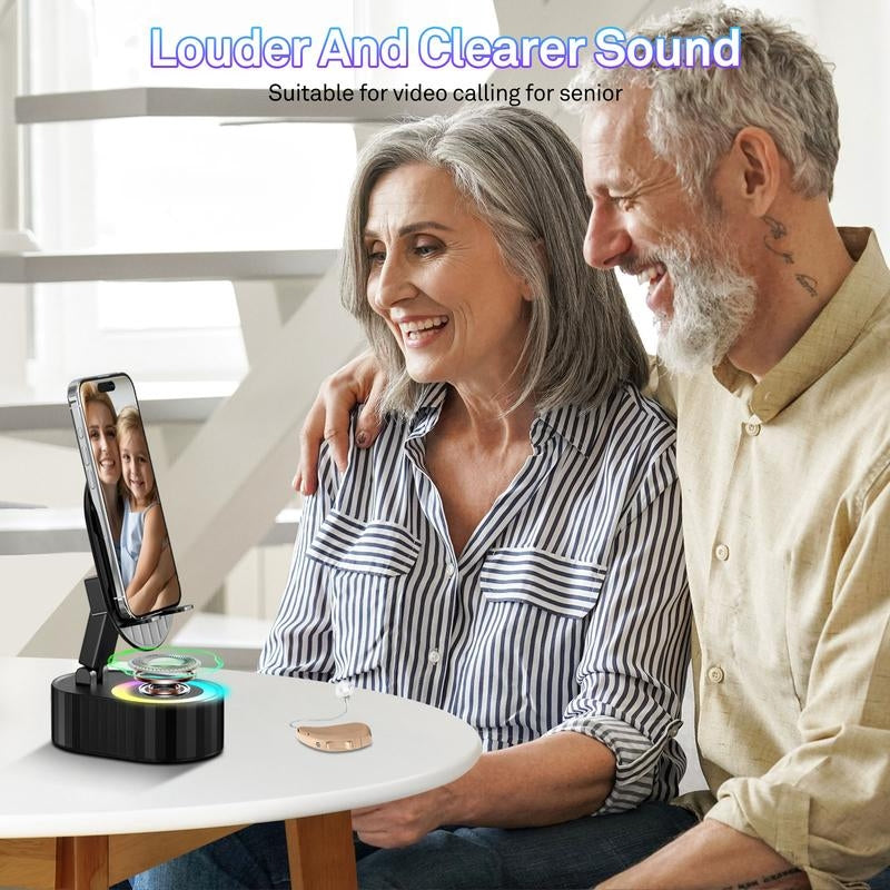 2025 Upgraded Cell Phone Stand with Induction Speaker/Power Bank/Atmosphere Light