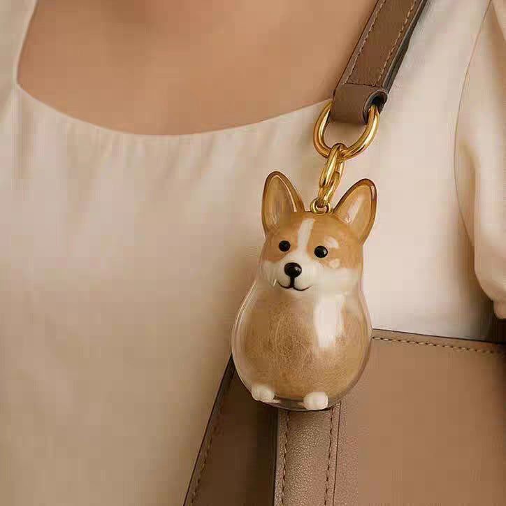 Dog Hair Collector Keychain Charm Memorial Storage Box