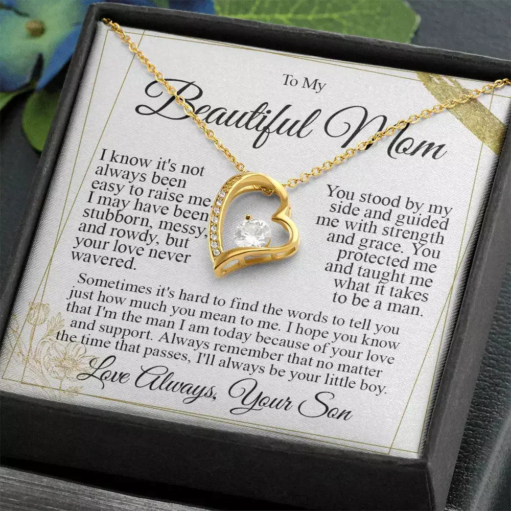 To My Mom - I Love You Heart Necklace