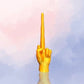 Collapsing Middle Finger Sculpture with Retractable Middle Finger