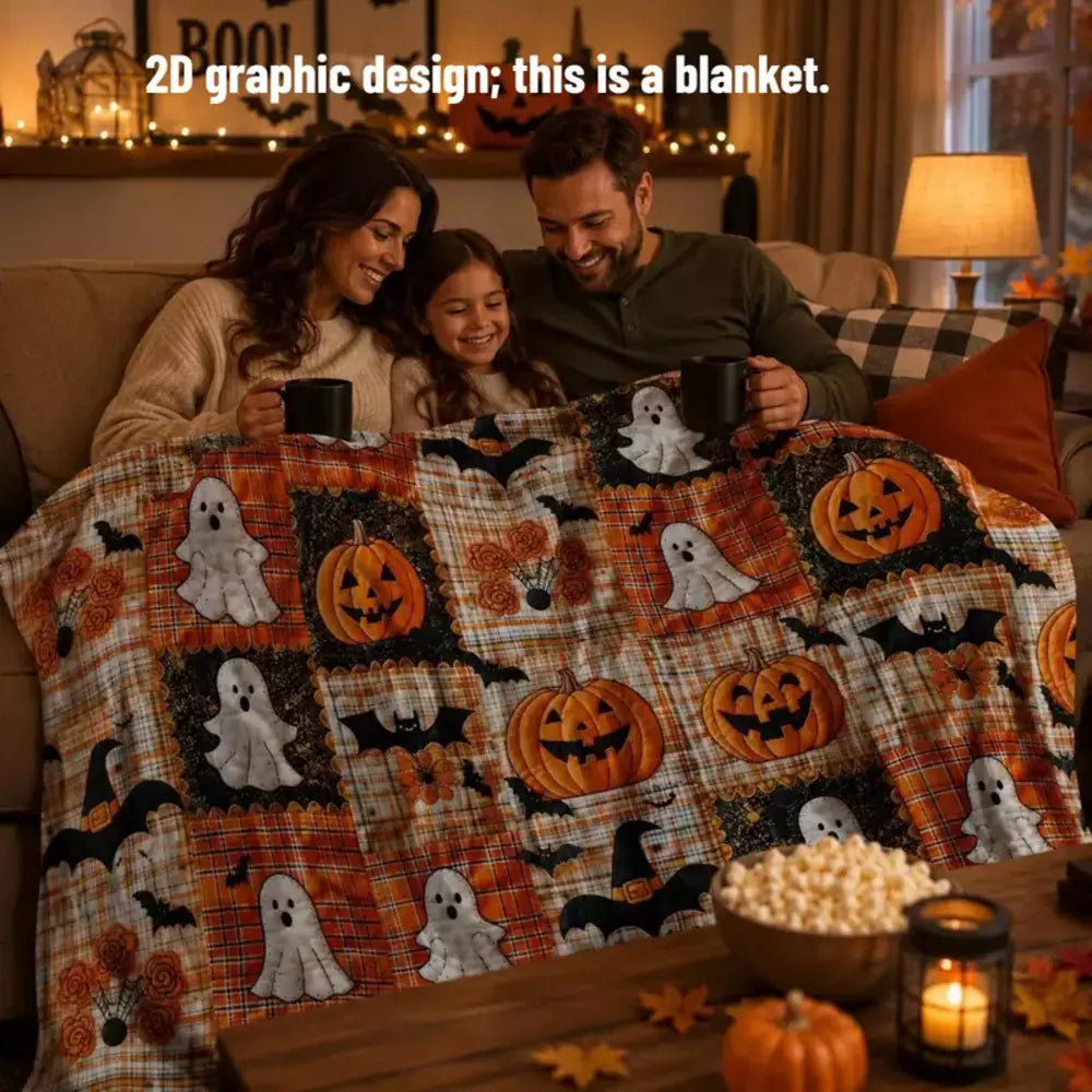 Halloween pumpkin and ghost blanket as a seasonal gift