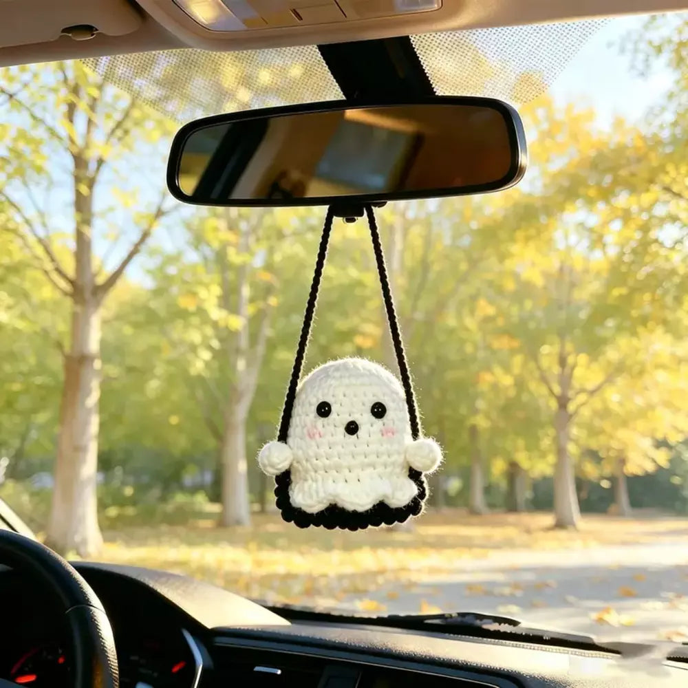 Halloween hanging decoration displayed inside a car
