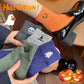 Halloween crew socks featuring embroidered pumpkin and ghost designs