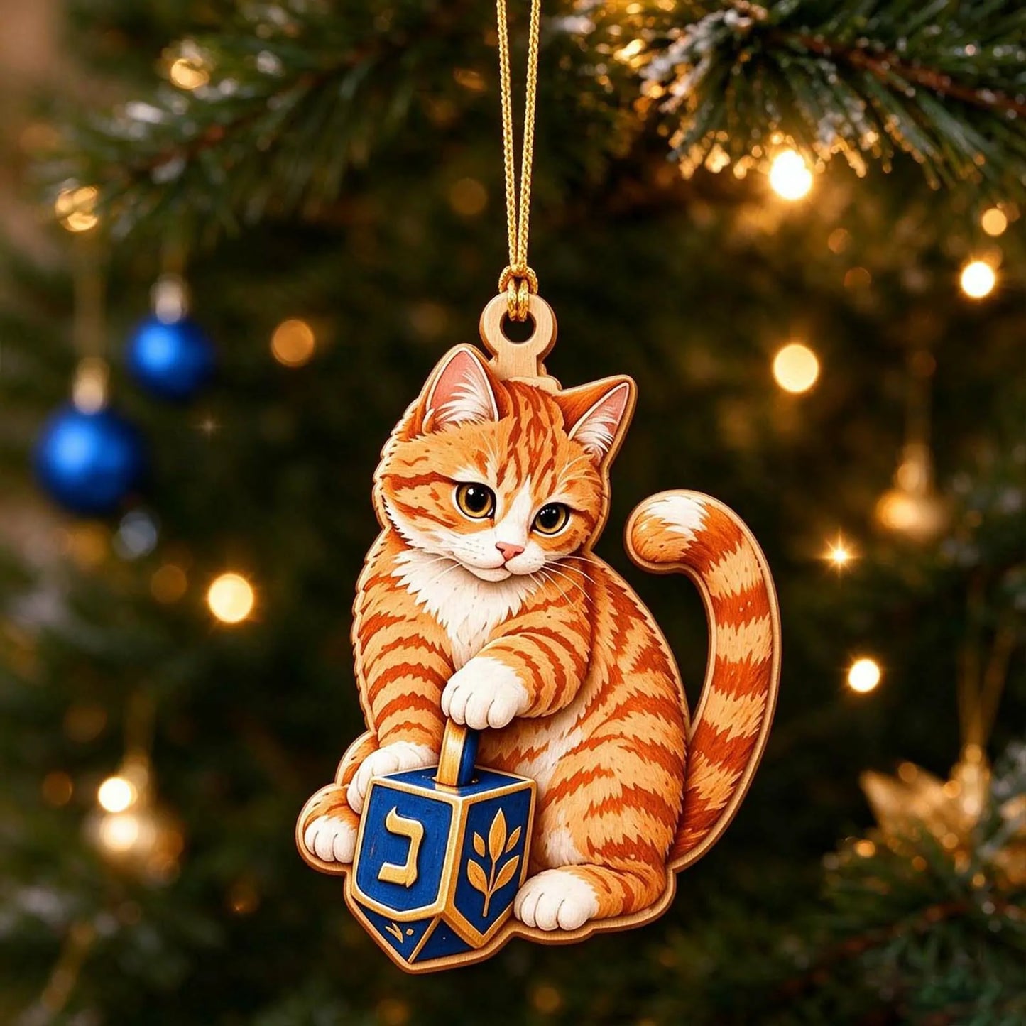 Hanukkah Cat Acrylic Ornament
