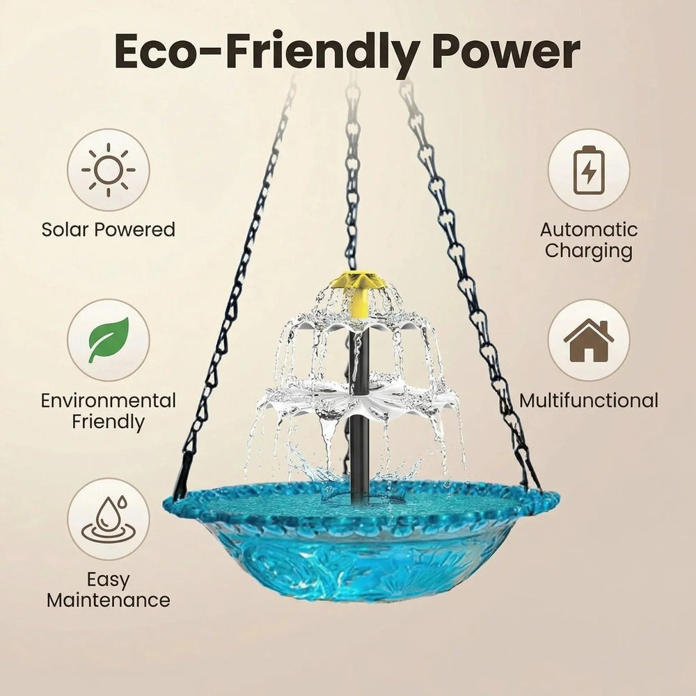 Solar Cascade Hanging Bird Bath Fountain