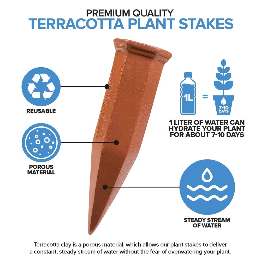 Ceramic Terracotta Self Watering Spikes – Automatic Plant Watering System for Indoor & Outdoor Plants