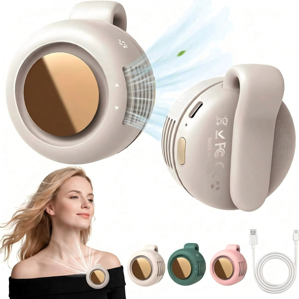 Mini Bladeless Fan – Rechargeable 360° Rotating Personal Cooler