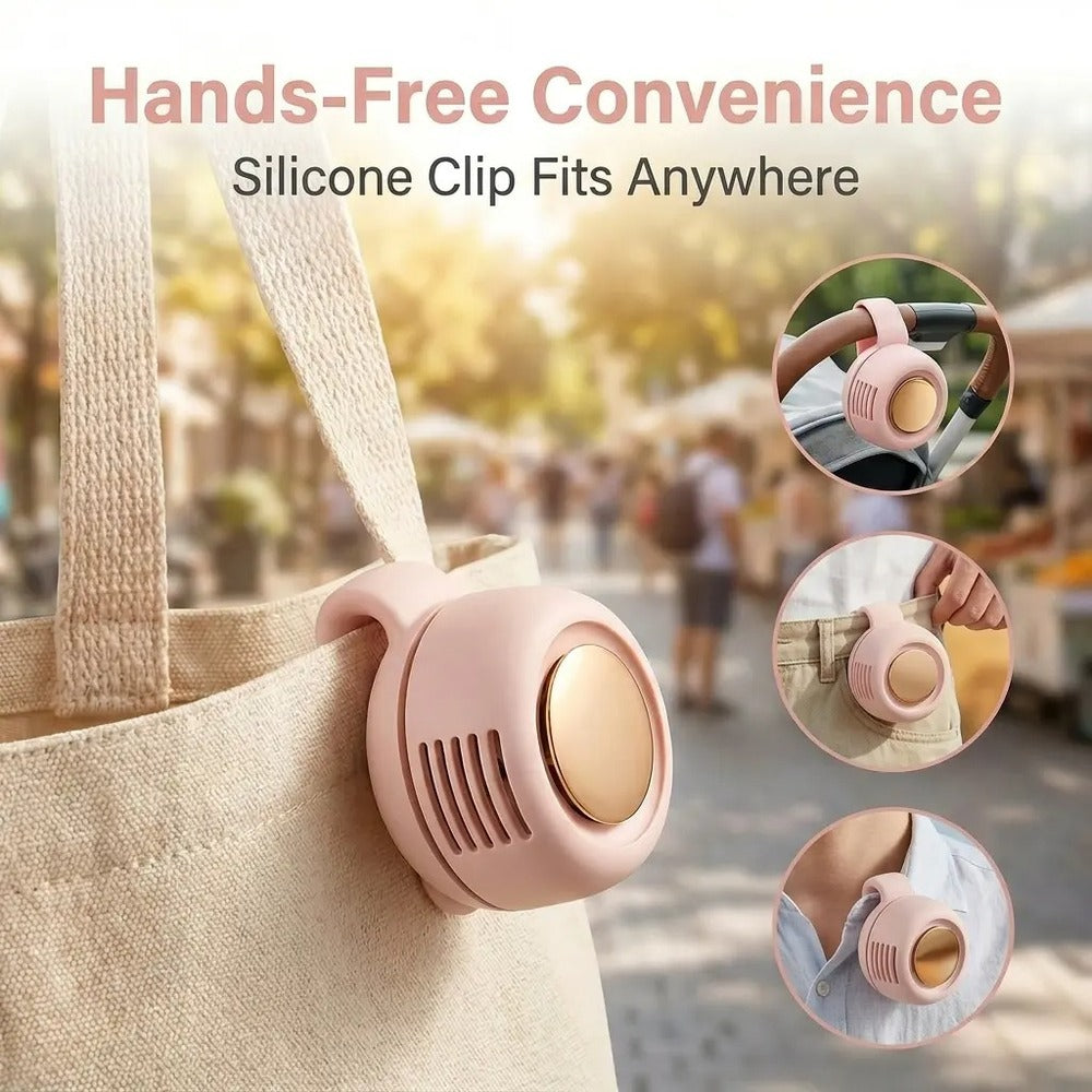 Mini Bladeless Fan – Rechargeable 360° Rotating Personal Cooler